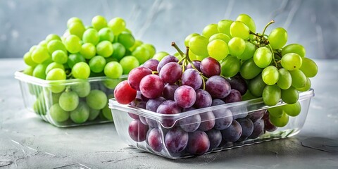 Fresh Grapes in Modern Packaging: Premium Quality Produce Stock Photo