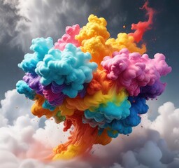 Obraz premium Swirling cloud of colorful liquid paint floats in mid-air , colors, vibrant