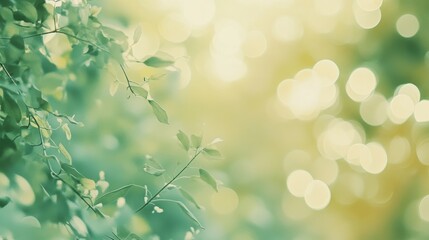 Obraz premium Soothing pastel gradient of mint green and pale yellow with blurred bokeh for a serene atmosphere