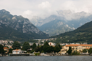 Fototapeta premium Lecco Town at the Foot of the Grigna Mountains, Lake Como
