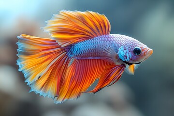 Fototapeta premium Vibrant Betta Fish with Flowing Fins in Aquatic Setting for Artistic Design