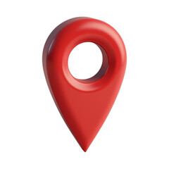 Red 3D Location Pin Icon on transparent Background