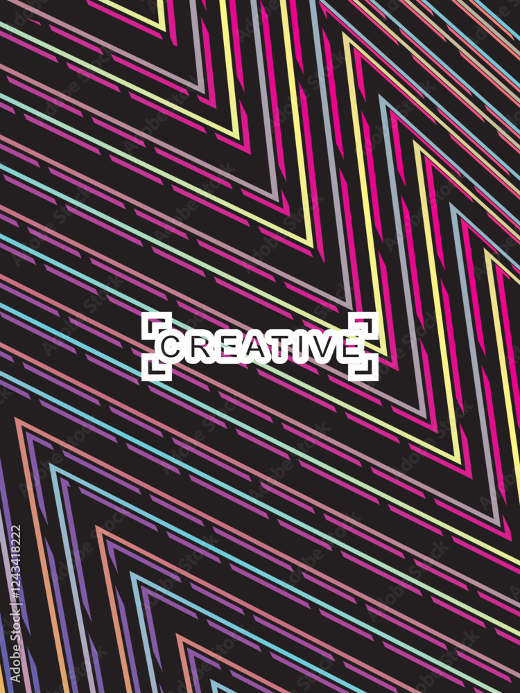 Fototapete futuristic abstract technology shining rainbow light lines on modern line pattern black background. 