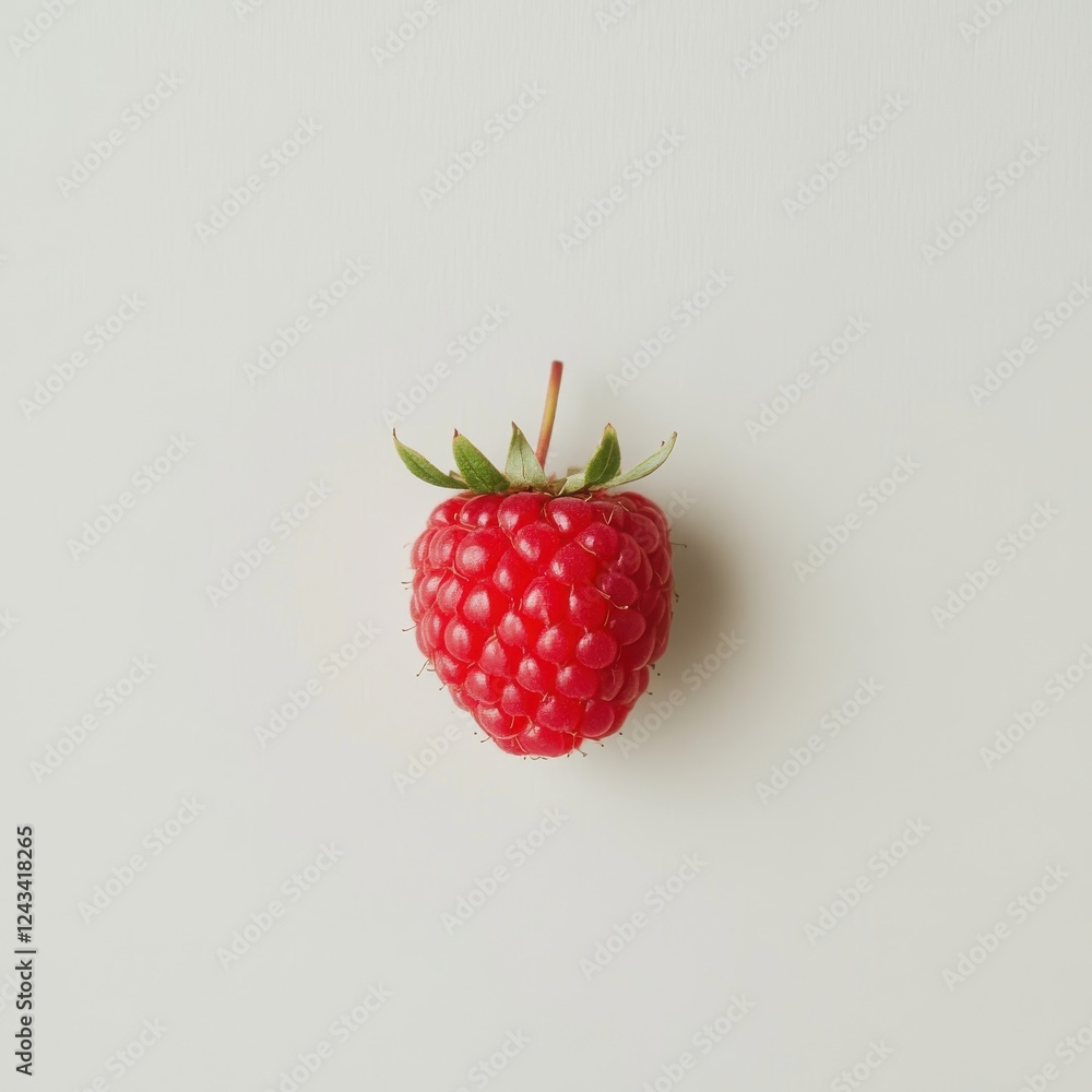 Poster fresh raspberry showcasing fine details against a clean white background, emphasizing its natural be