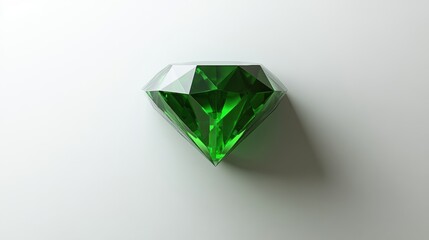Brilliant Green Emerald Diamond on White Background