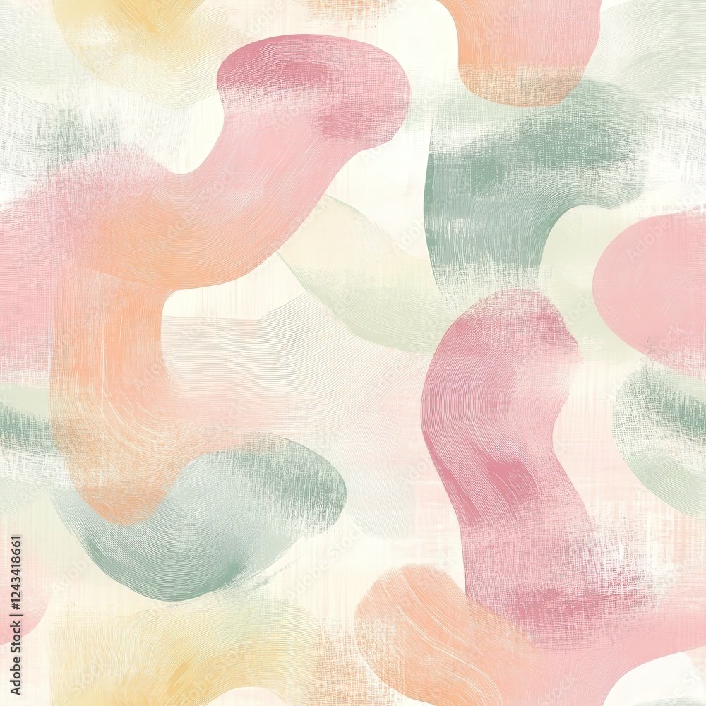 Aufkleber serene watercolor doodle pattern featuring soft flowing strokes in muted pastel tones across a textu