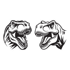 Dinosau Head icon set on a white background 