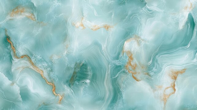 Soft pastel turquoise background inspired by oceanic tranquility with gentle swirls and golden accents blending harmoniously together