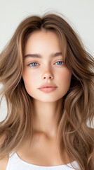 Fototapeta premium Stunning beauty radiates confidence with long hair and flawless skin for premium cosmetics