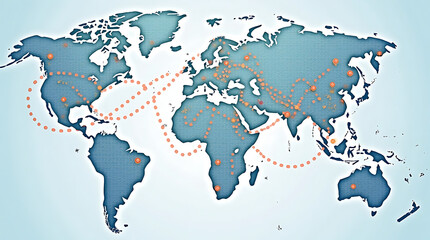 Fototapeta premium world map on blue background