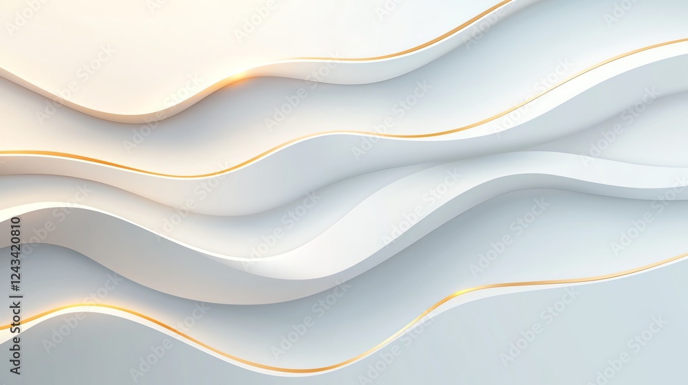 Aufkleber a modern and elegant abstract background featuring smooth white waves illuminated with soft golden l