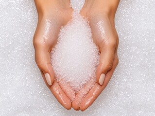 Fototapeta premium hands being gently exfoliated with a natural sugar scrub, leaving the skin smooth and refreshed