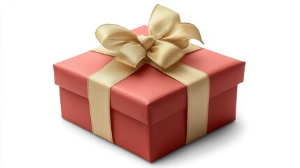 Obraz premium Red Gift Box with Gold Ribbon on White Background