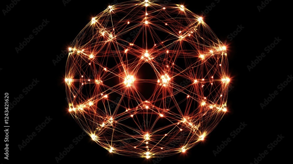 Poster a circle of glowing network nodes connected by bright lines, symbolizing teamwork in a digital world