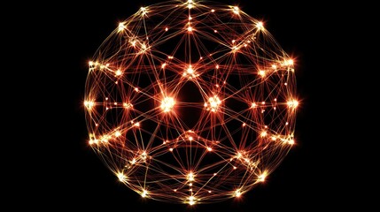 A circle of glowing network nodes connected by bright lines, symbolizing teamwork in a digital world.