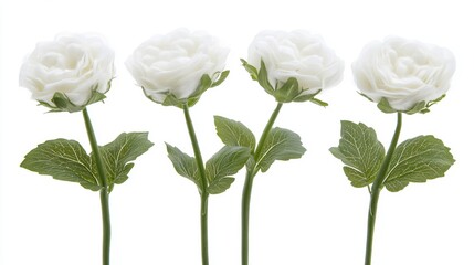 Obraz premium Four Cream Colored Artificial Roses on White Background