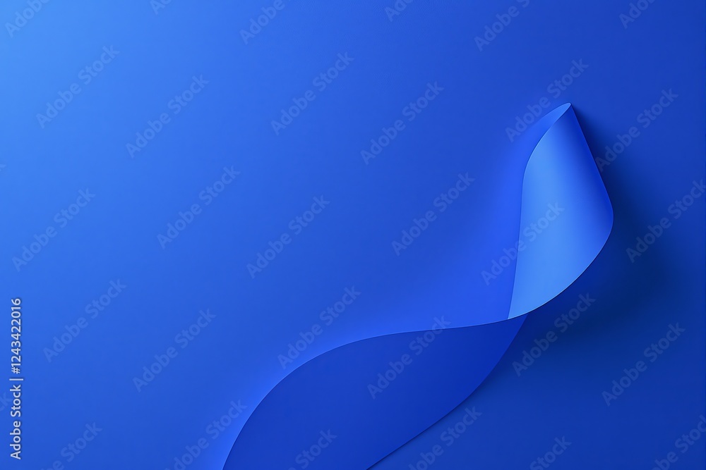 Poster abstract blue background with a curled paper effect creating depth and texture. minimalist creative 