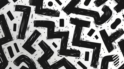 abstract black white pattern bold shapes graffiti style sharp letters numbers urban design
