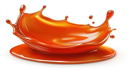 Orange Liquid Splash on White Background
