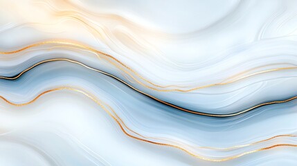 Obraz premium A smooth and flowing abstract design showcasing gentle waves in soft hues of blue, white, and gold. Perfect for backgrounds, wallpapers, and various design projects.