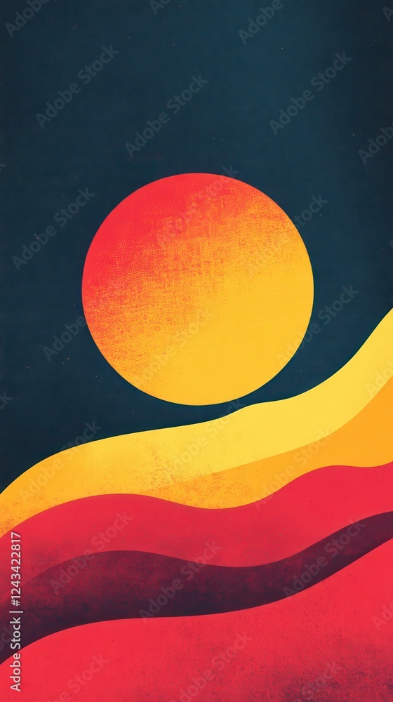 Poster dynamic gradient capturing the essence of a fiery sunset with vibrant red, orange, and yellow hues i