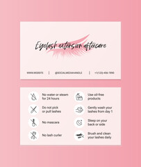 Fototapeta premium Pink Eyelash Extension Aftercare Instruction Card