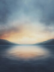 Fototapeta premium Serene Sunset Over Calm Mountain Lake Waters