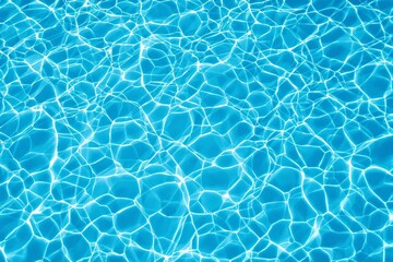 Clear blue water surface with light reflections forming an abstract pattern on a bright background. Concept of summer, relaxation, and tranquility. Ai generative