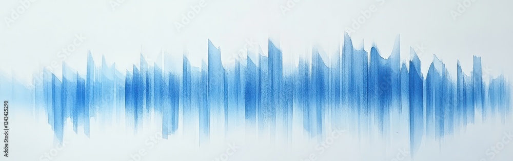Poster soft pencil strokes create a serene pastel blue gradient resembling a tranquil sound wave