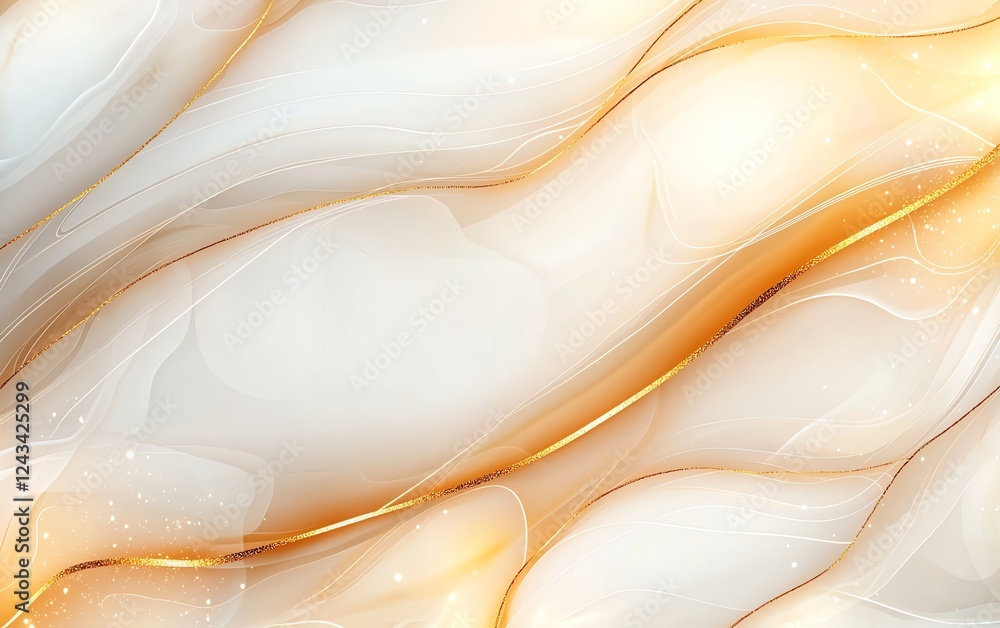 Poster a stunning abstract background featuring soft waves and fluid shapes in gentle tones of white and go