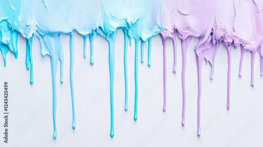 Poster Colorful paint drips create a soft and calming background for artistic expression and creativity