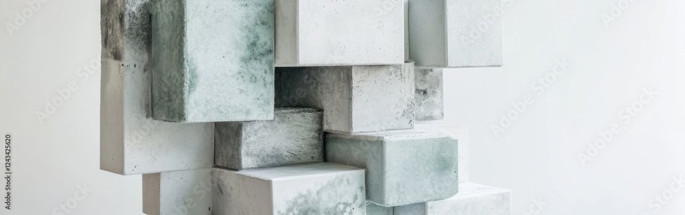 Aufkleber soft pastel mint and gray blocks dissolve into unique geometric shapes showcasing modern art design 