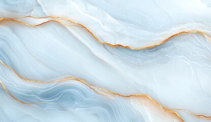 Obraz premium A stunning abstract design featuring soft blue and white waves, highlighted with subtle touches of gold. Perfect for backgrounds, wallpapers, and artistic projects.