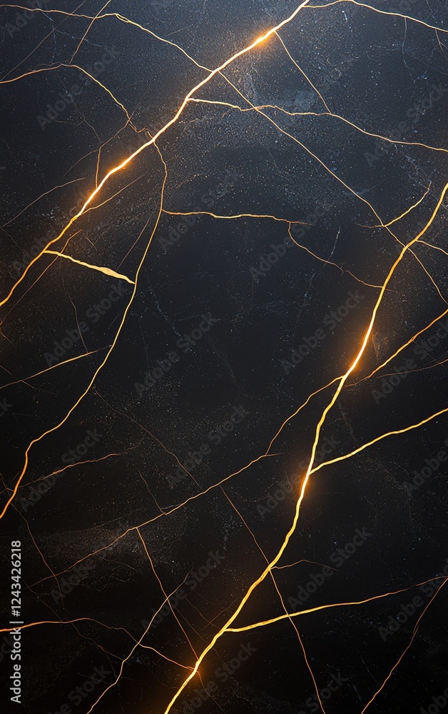 Poster a stunning abstract image of a dark surface featuring intricate gold veins that create a luxurious a
