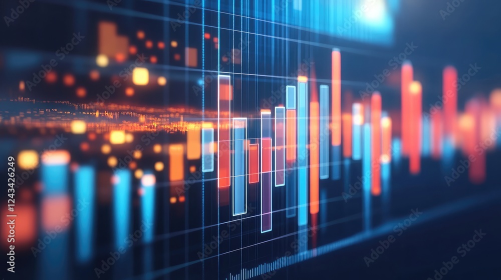 Poster a digital hologram of the earth surrounded by glowing data streams and analytics