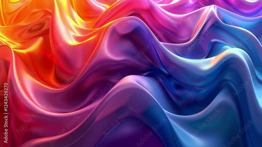 Poster mesmerizing iridescent waves creating an abstract display with vibrant gradients in 4k quality