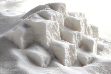 Obraz premium Natural Sugar Cubes Piled Together for Healthy Living Concepts in Food Photography