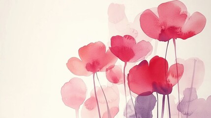 Watercolor Pink and Red Flower Painting Soft Hues Artistic Background