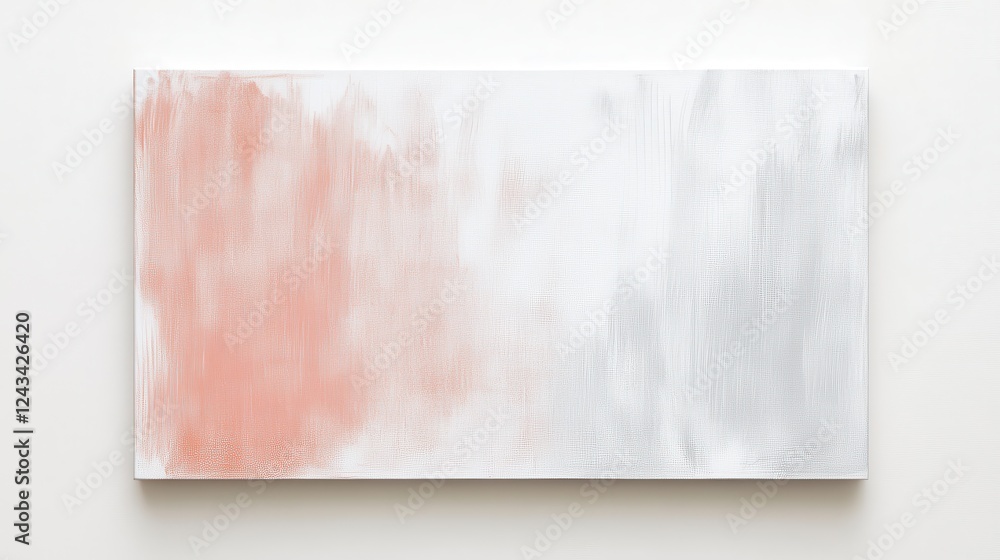 Poster minimalist white canvas featuring subtle pencil marks with delicate shades of coral and gray, enhanc