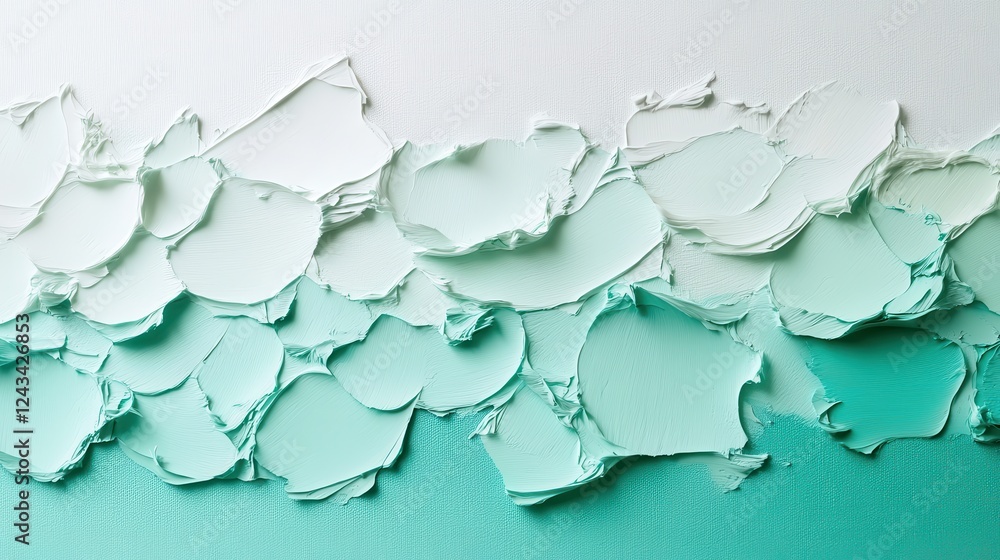 Poster pale gradient with textured strokes showcasing minimalist art in gentle hues of light green and whit