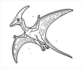 Sketch of a pterodactyl on a white background © creativediastudio