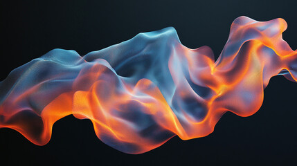 Abstract fire ribbon twisting in the air