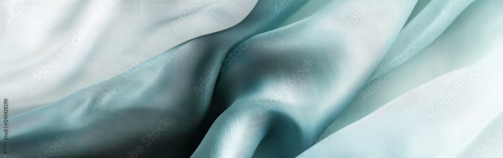 Aufkleber elegant pastel blue fabric draping softly with fluid pencil strokes creating a serene and artistic t