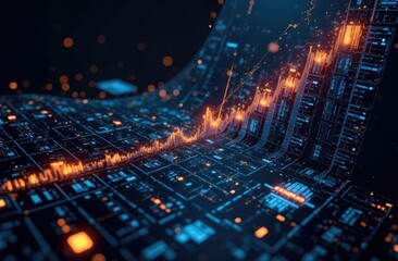 Obraz premium Graphs and diagrams showing the growth of technology, free space for textм