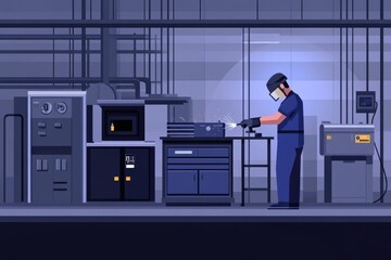 Industrial Worker Performing Metal Welding in Modern Workshop