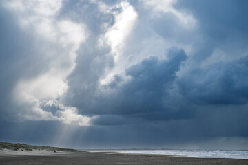 Dramatic Clouds Over a Deserted Beach, Den Hoorn, Texel, Netherlands