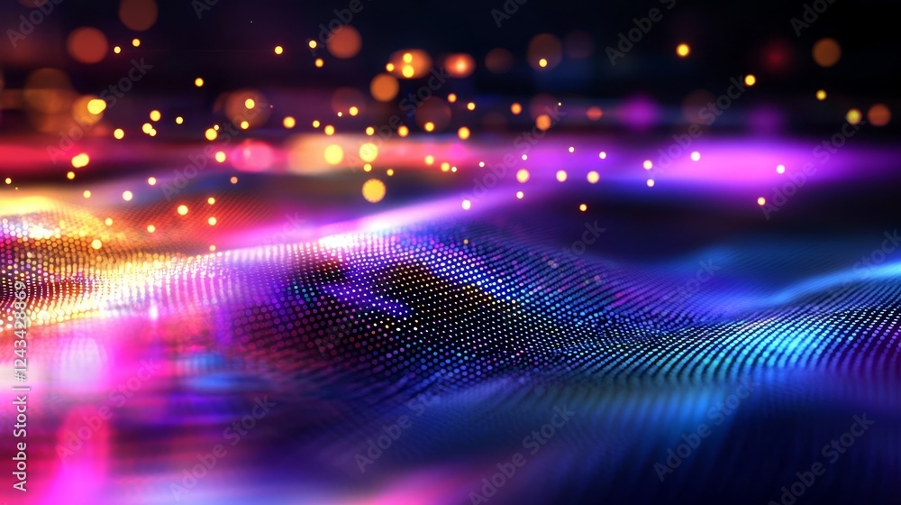 Aufkleber a captivating 3d fractal grid featuring wave points.