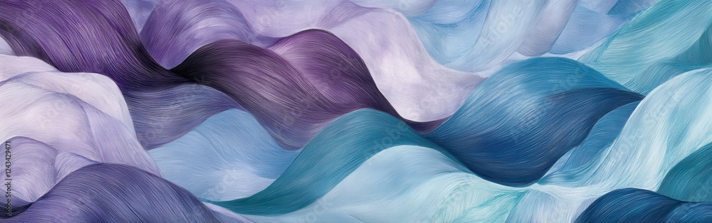 Aufkleber Dynamic abstract composition with wavy pencil strokes showcasing a blend of purple and blue shades creating a fluid visual experience