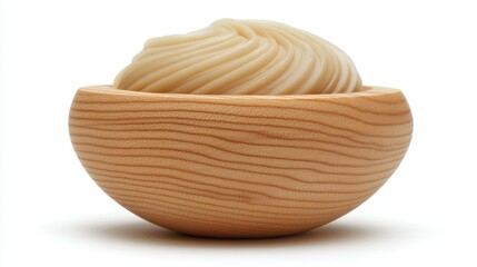Swirled Beige Cream in a Light Wooden Bowl