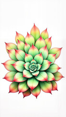Fototapeta premium Watercolor illustration of Crassula plant on white background, nature decor